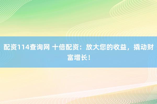 配资114查询网 十倍配资：放大您的收益，撬动财富增长！