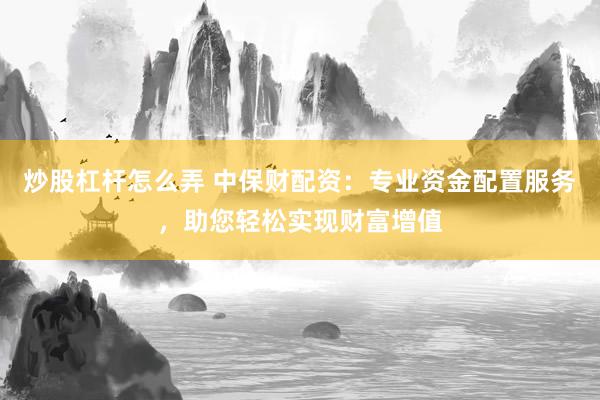 炒股杠杆怎么弄 中保财配资：专业资金配置服务，助您轻松实现财富增值