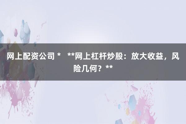 网上配资公司 *   **网上杠杆炒股：放大收益，风险几何？**
