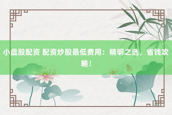 小盘股配资 配资炒股最低费用：精明之选，省钱攻略！
