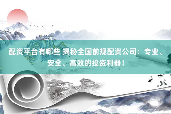 配资平台有哪些 揭秘全国前规配资公司：专业、安全、高效的投资利器！