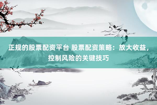 正规的股票配资平台 股票配资策略：放大收益，控制风险的关键技巧