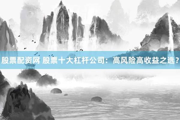 股票配资网 股票十大杠杆公司：高风险高收益之选？