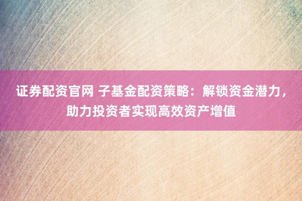 证券配资官网 子基金配资策略：解锁资金潜力，助力投资者实现高效资产增值