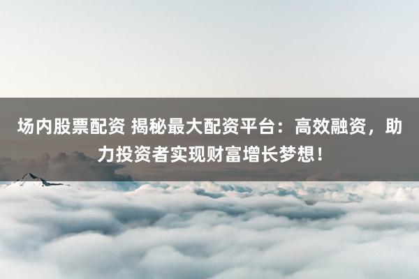 场内股票配资 揭秘最大配资平台：高效融资，助力投资者实现财富增长梦想！