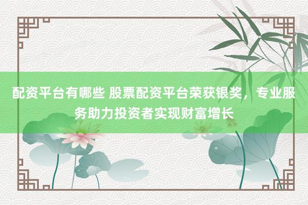 配资平台有哪些 股票配资平台荣获银奖,专业服务助力投资者实现财富增长