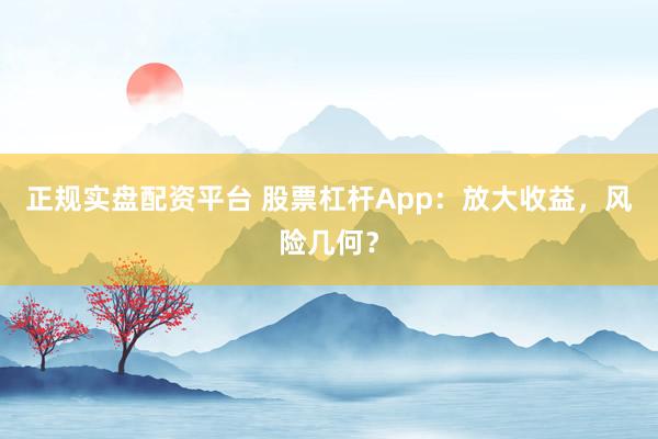 正规实盘配资平台 股票杠杆App:放大收益,风险几何?