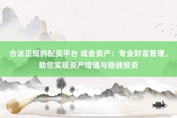 合法正规的配资平台 诚金资产:专业财富管理,助您实现资产增值与稳健投资