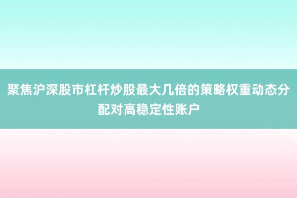 聚焦沪深股市杠杆炒股最大几倍的策略权重动态分配对高稳定性账户
