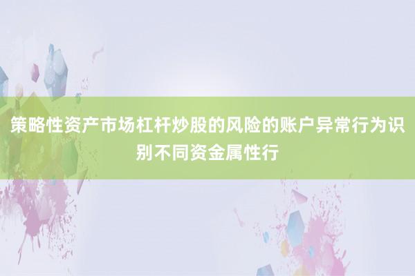 策略性资产市场杠杆炒股的风险的账户异常行为识别不同资金属性行