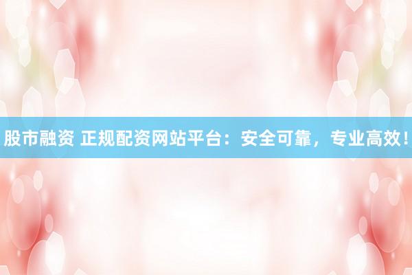 股市融资 正规配资网站平台：安全可靠，专业高效！