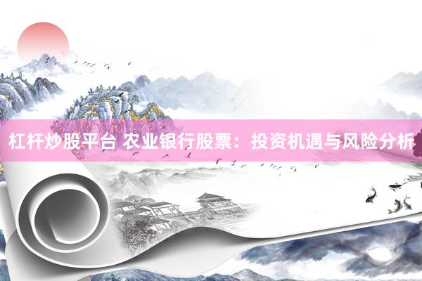 杠杆炒股平台 农业银行股票：投资机遇与风险分析